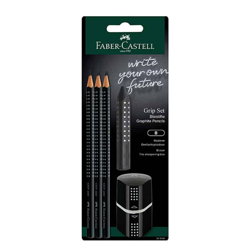 Faber-Castell-Bleistift-Schreib-Set-Grip-mit-Bleistift-und-Anspitzer