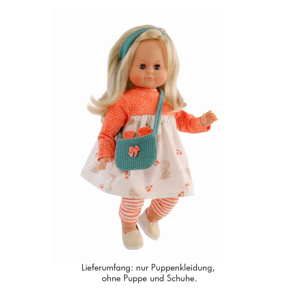 Schildkroet-Puppenkleidung-Maeuse-Kleid-mit-Leggings-Stirnband-Tasche-37cm-01