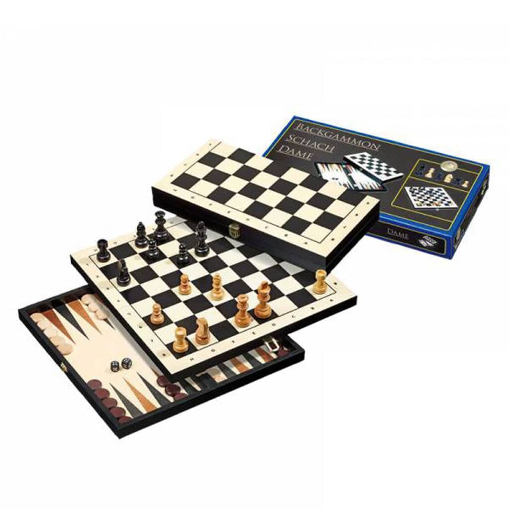 Philos-Schach-Backgammon-Dame-Spiel-Reise-Set-aus-Holz-Brettspiele