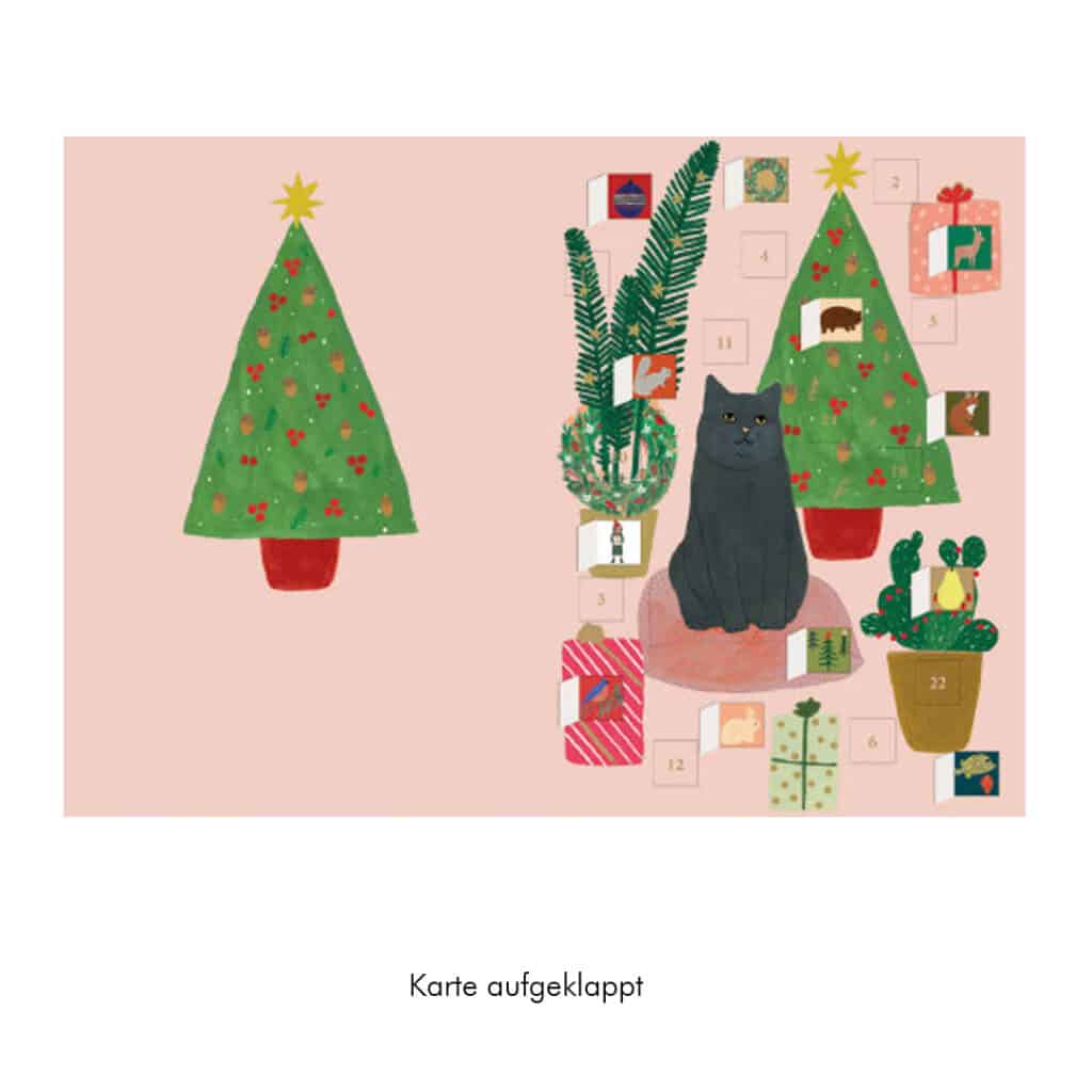 Roger-la-Borde-Adventskalender-Weihnachtskarte-mit-Glitzer-Elegante-Katze-ACC094-02