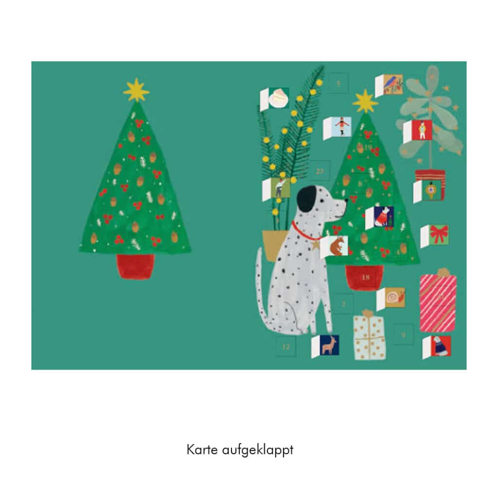Roger-la-Borde-Adventskalender-Weihnachtskarte-mit-Glitzer-Hund-Dalmatiner-ACC095-02