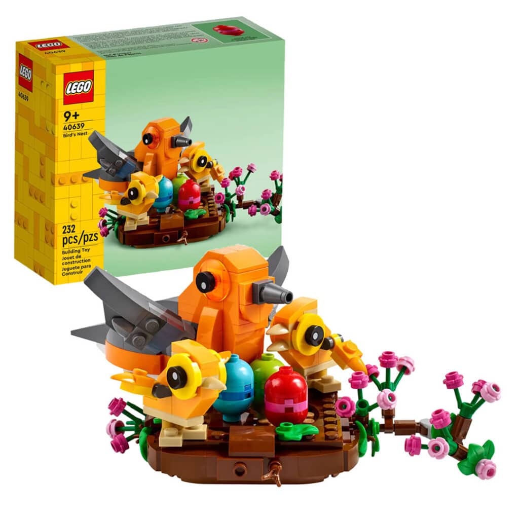 LEGO-40639-Osterdekoration-Ausstellungsstueck-Vogelnest-mit-Voegeln-und-Blumen