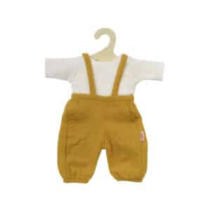 Heless-Puppenkleidung-Latzhose-gelb-und-Shirt-Bio-Baumwolle